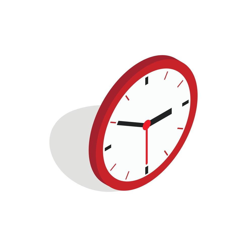 Wall clock icon, isometric 3d style vector