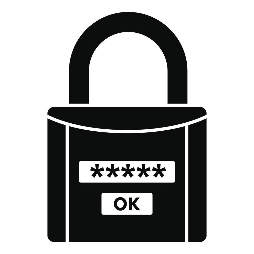 Password lock icon, simple style vector