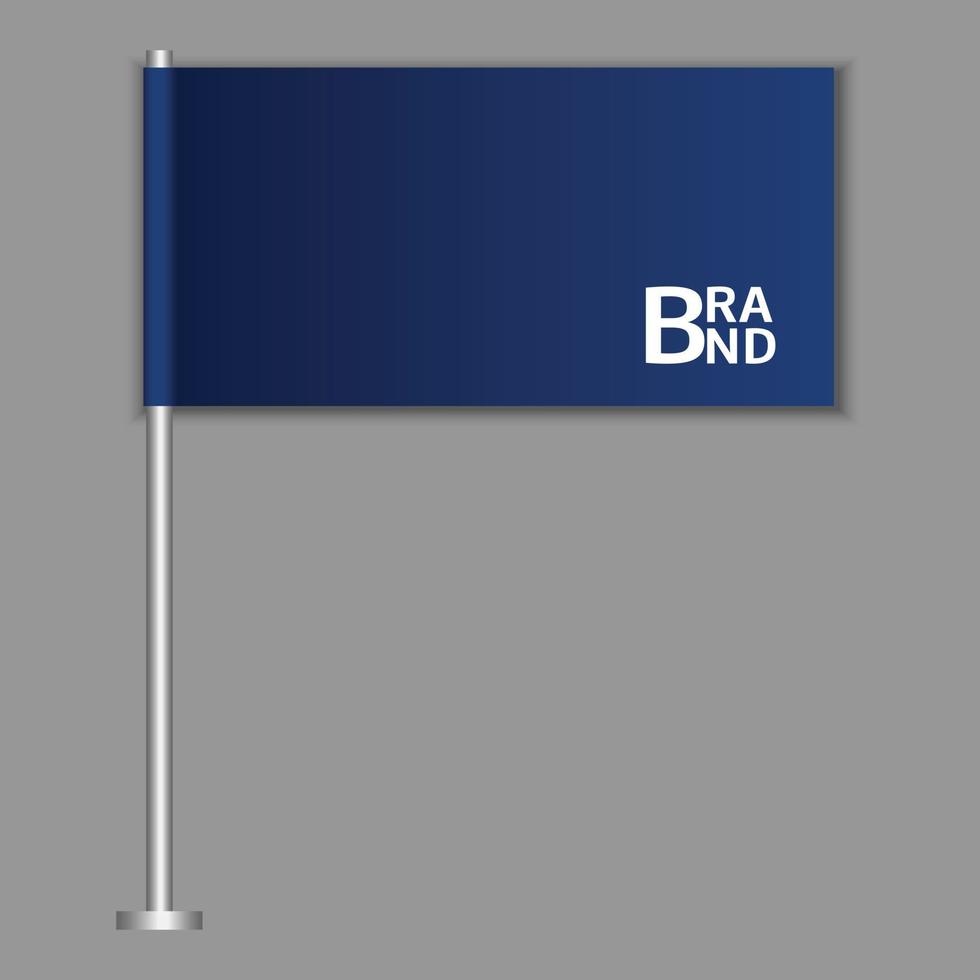 Brand blue desktop flag icon, realistic style vector