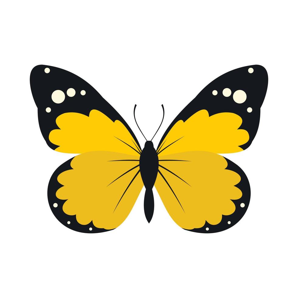 icono de mariposa amarilla, estilo plano vector