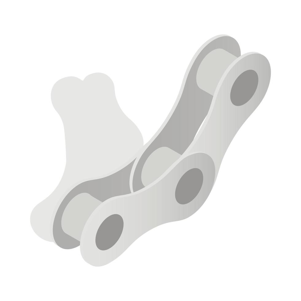 icono de eslabones de cadena de bicicleta, estilo 3D isométrica vector