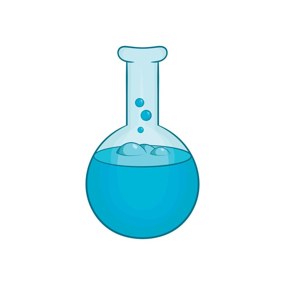 matraz de laboratorio químico con icono de líquido azul vector