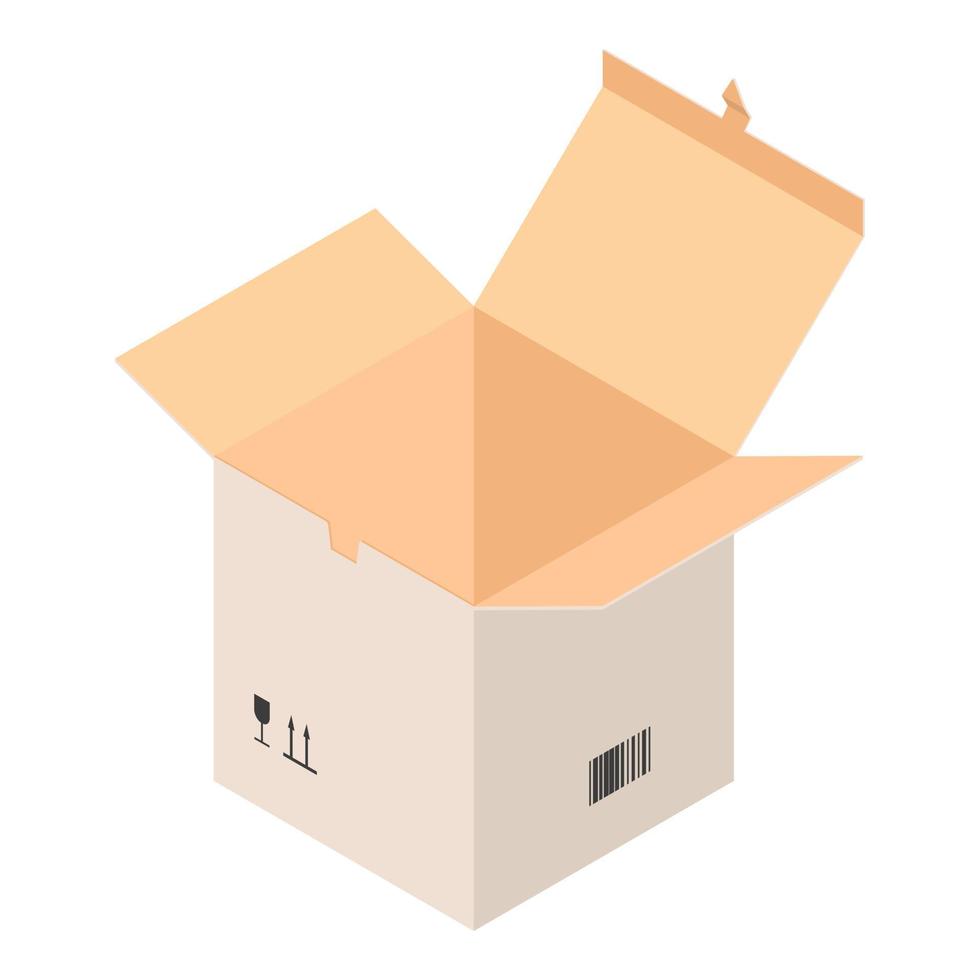 Open carton box icon, isometric style vector