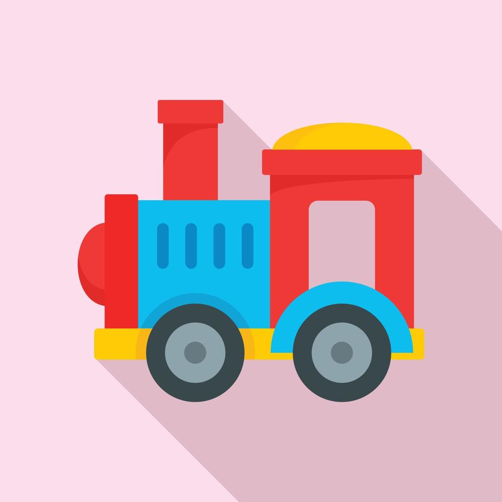 Toy train icon, flat style vector