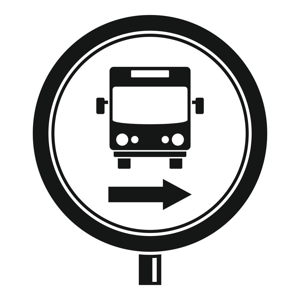 Circle bus station sign icon, simple style vector