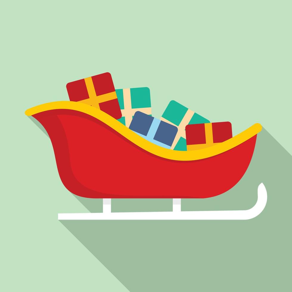 Santa sleigh icon, flat style vector