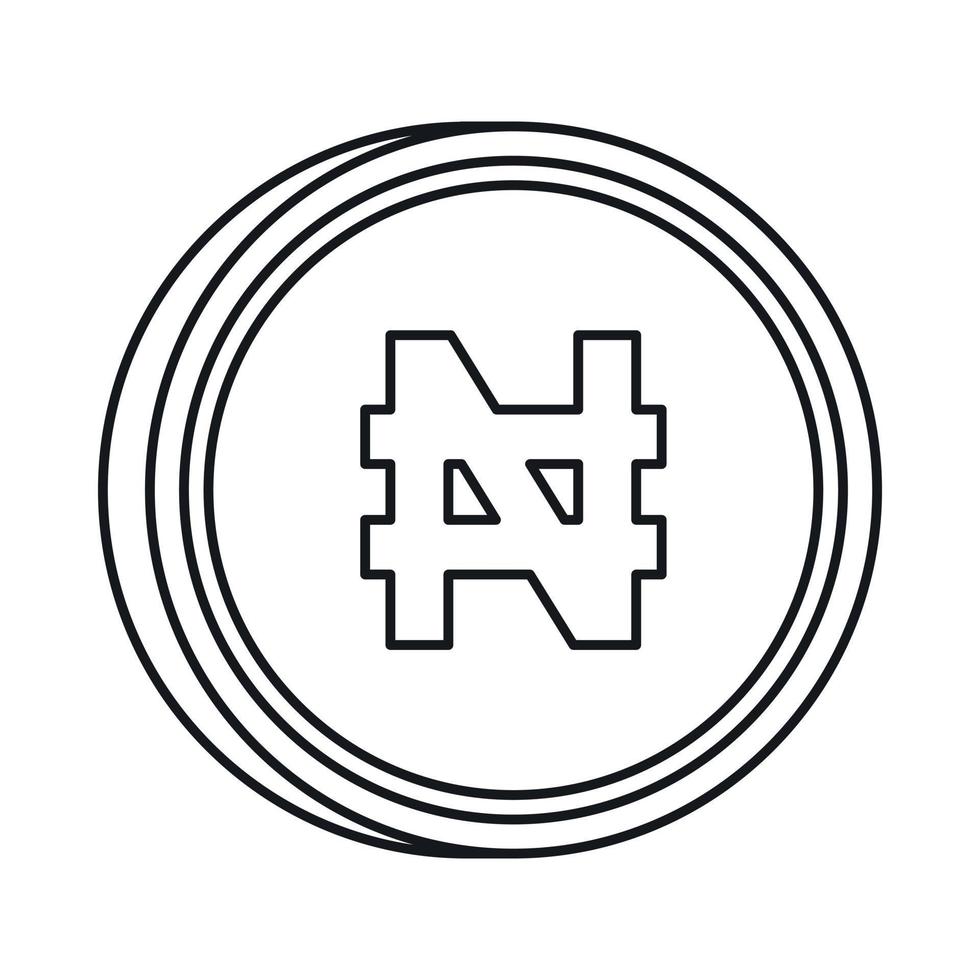 Nigerian naira sign icon, outline style vector