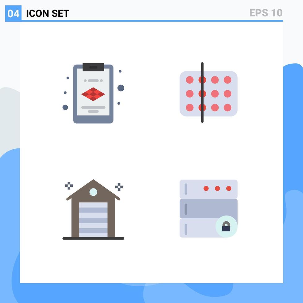Set of 4 Commercial Flat Icons pack for clipboard office health sample database Editable Vector Design Elements