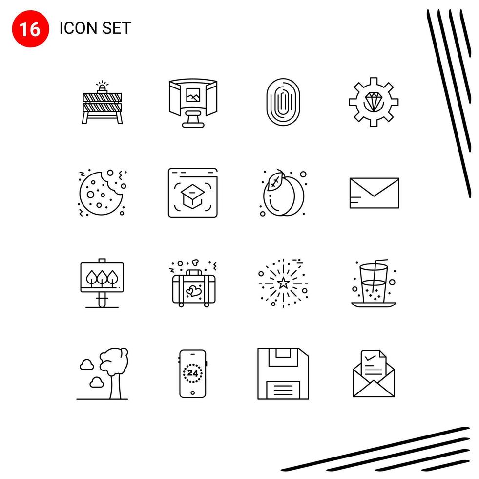 16 concepto de esquema para sitios web móviles y desarrollo de aplicaciones tecnología de codificación escaneo escanear elementos de diseño vectorial editables vector