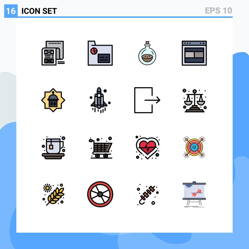 16 iconos creativos, signos y símbolos modernos del diseño de registros del sitio web, elementos de diseño de vectores creativos editables en spray