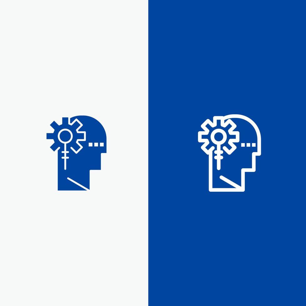 Analytics Critical Human Information Processing Line and Glyph Solid icon Blue banner Line and Glyph Solid icon Blue banner vector