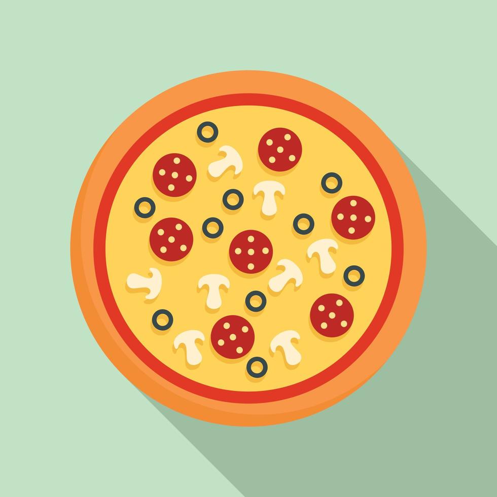 icono de pepperoni de pizza, estilo plano vector