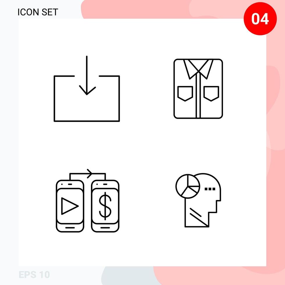 Vector Pack of 4 Icons in Line Style Creative Outline Pack isolated on White Background for Web and Mobile Creative Black Icon vector background