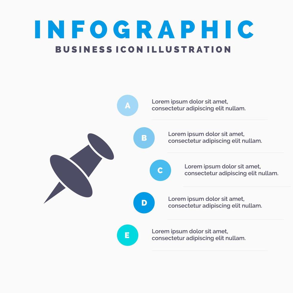 marcador alfiler marca sólido icono infografía 5 pasos presentación antecedentes vector