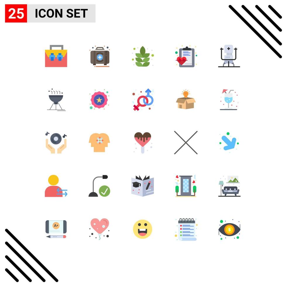 Set of 25 Vector Flat Colors on Grid for biochip healthcare kit health plant Editable Vector Design Elements