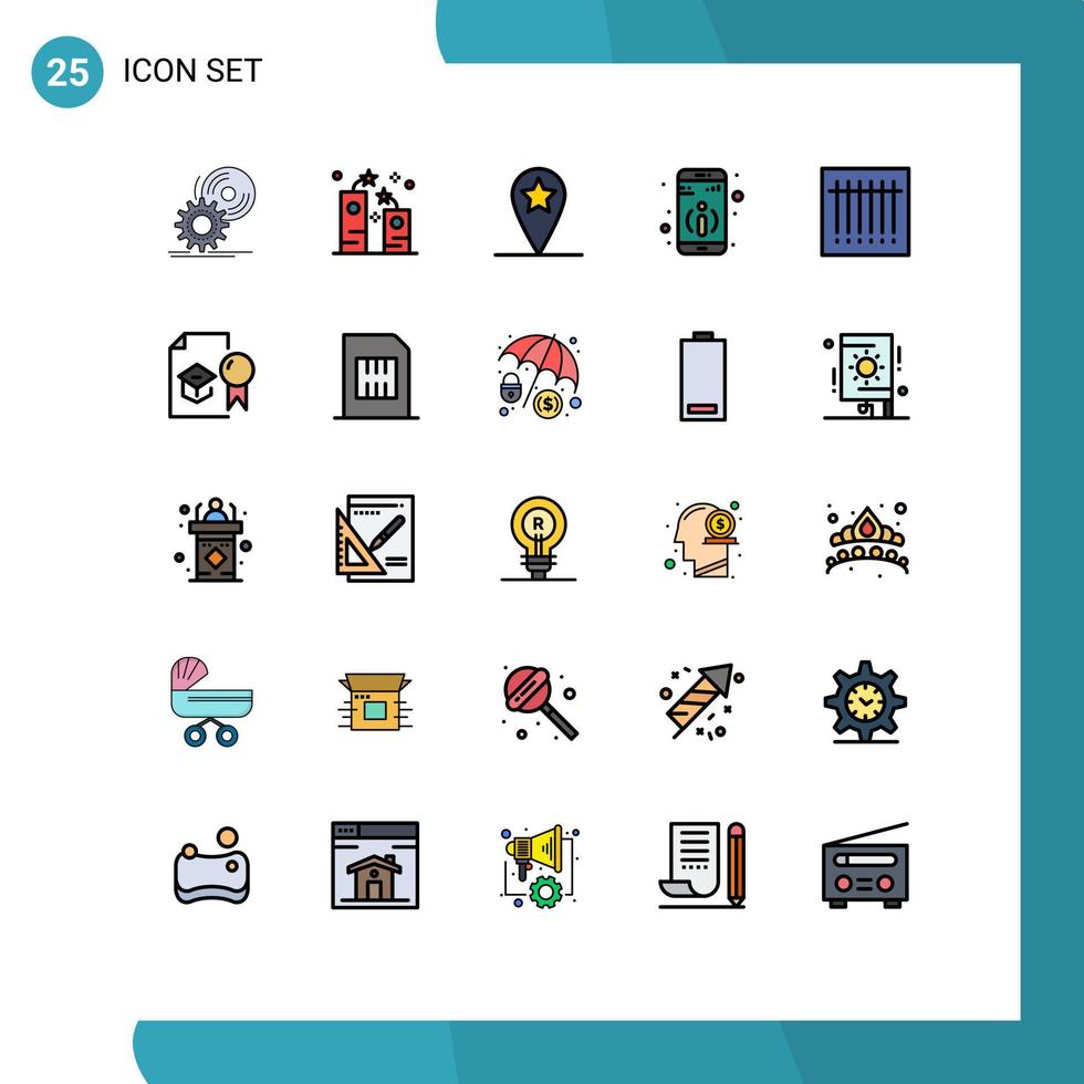 Set of 25 Modern UI Icons Symbols Signs for code more holidays information star Editable Vector Design Elements