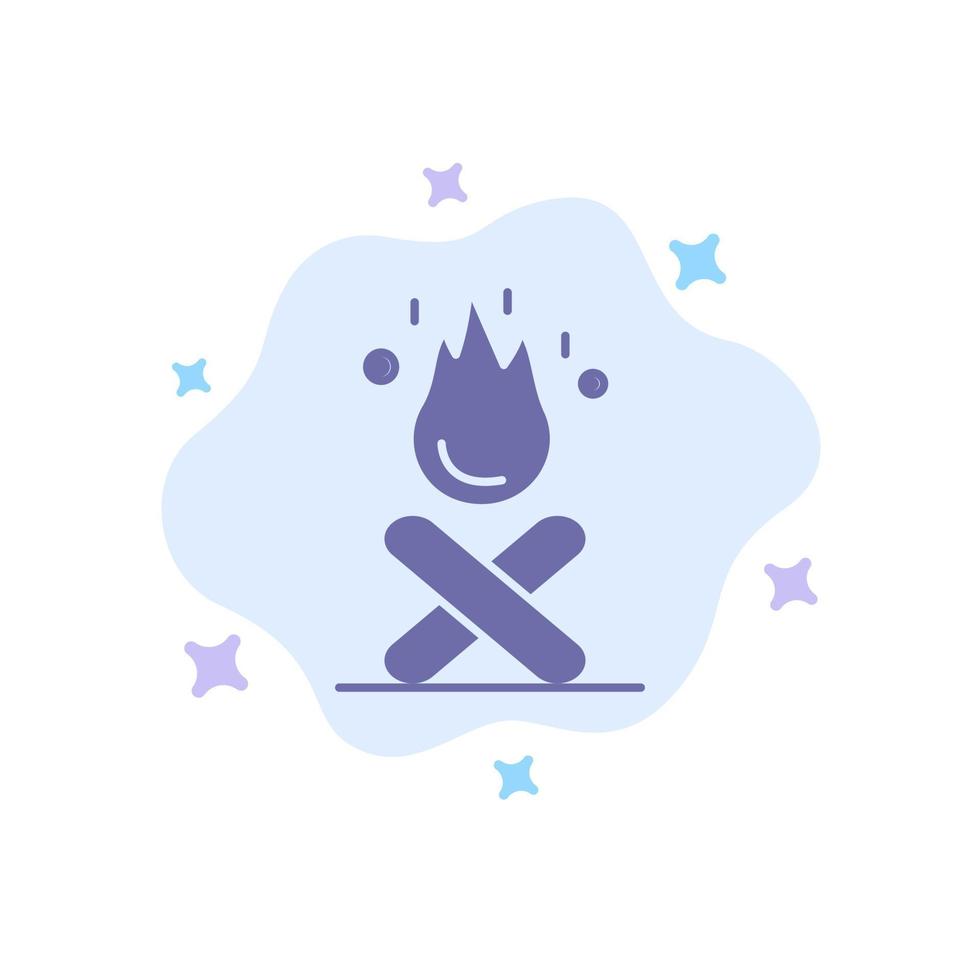 Bonfire Campfire Camping Fire Blue Icon on Abstract Cloud Background vector