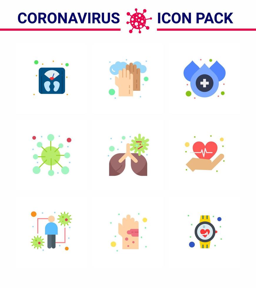 corona virus prevention covid19 tips to avoid injury 9 Flat Color icon for presentation disease virus blood corona disease viral coronavirus 2019nov disease Vector Design Elements