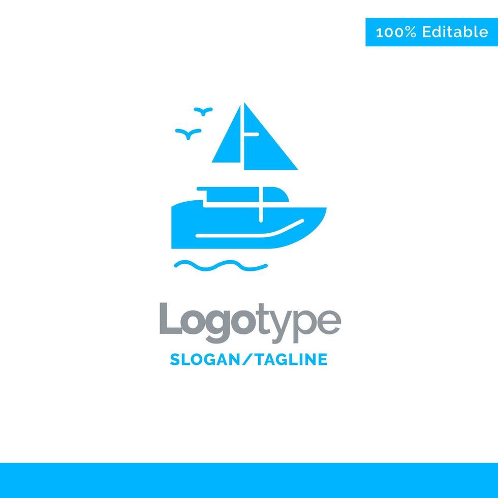 Boat Ship Transport Vessel Blue Business Logo Template vector