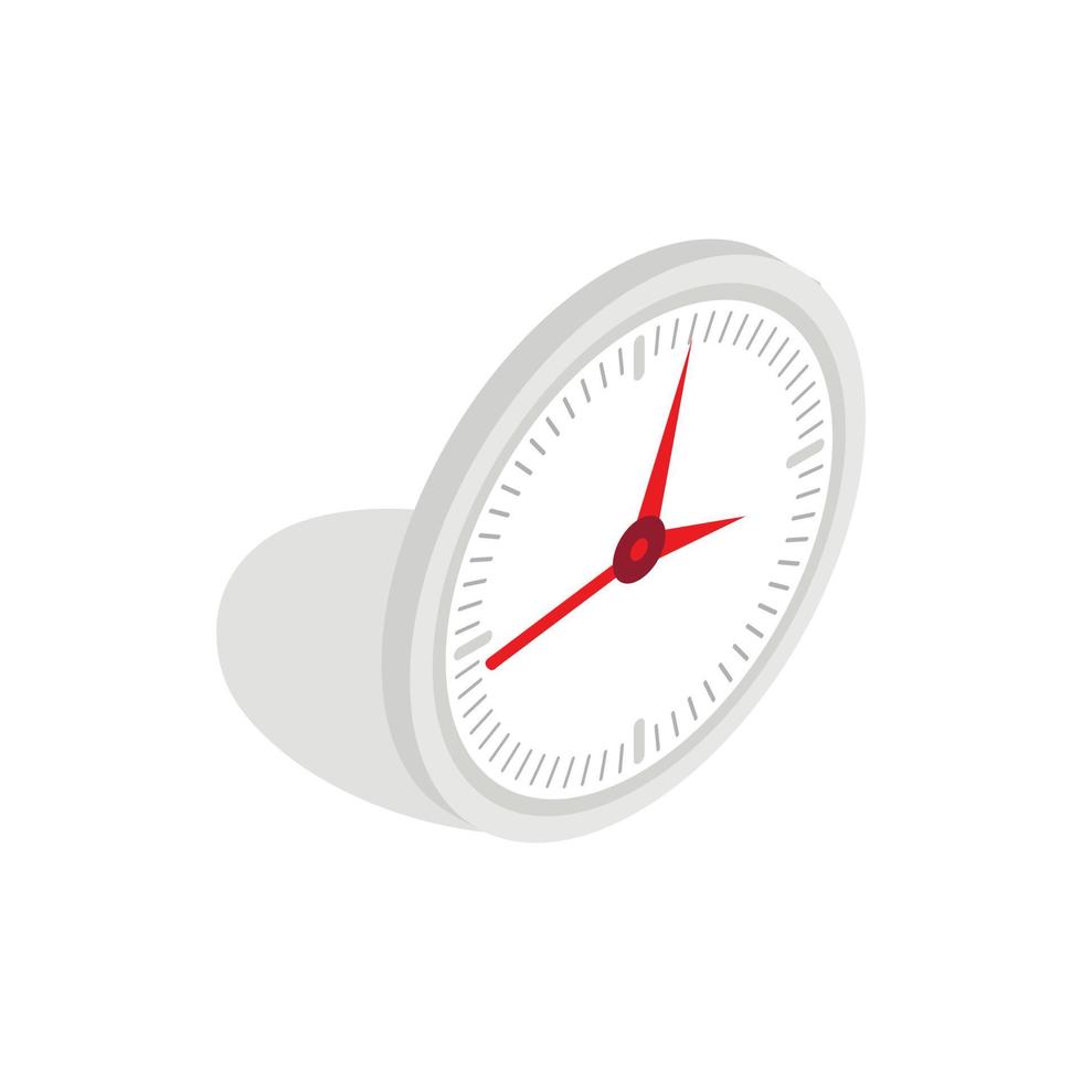 White office clock icon, isometric 3d style vector