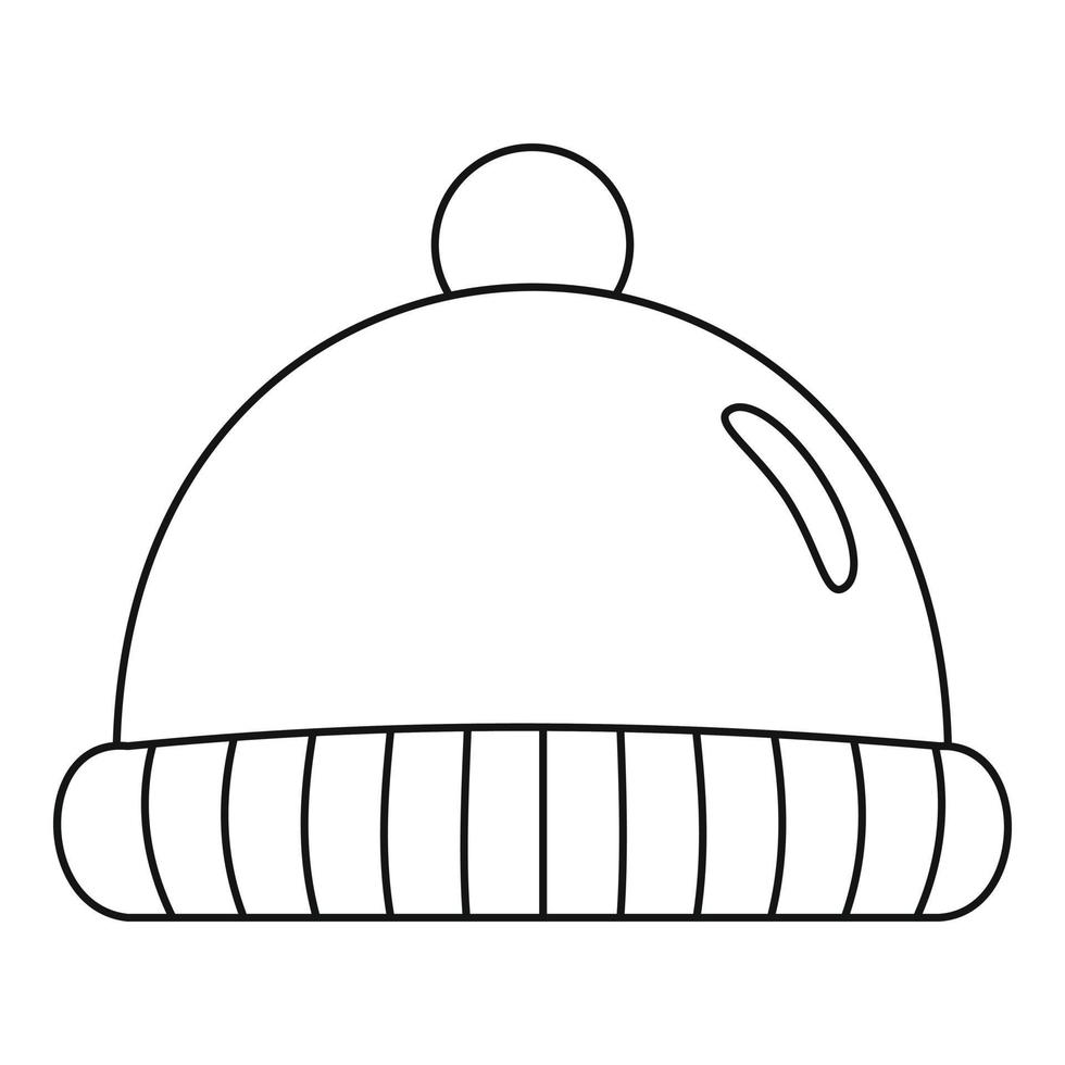 icono de sombrero de invierno, estilo de contorno vector