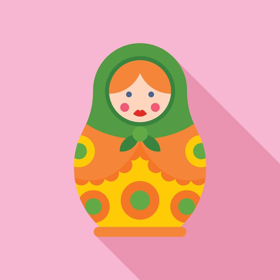 Vintage nesting doll icon, flat style vector