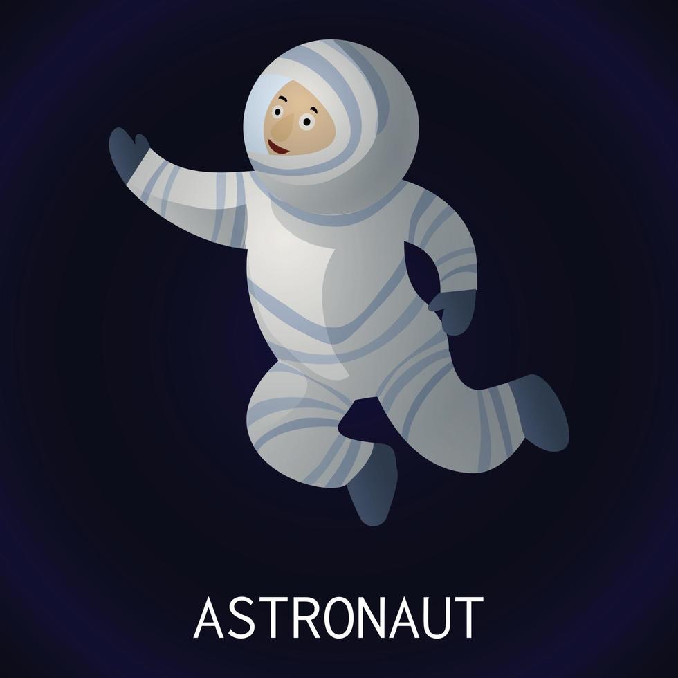 astronauta en el icono del espacio, estilo de dibujos animados vector