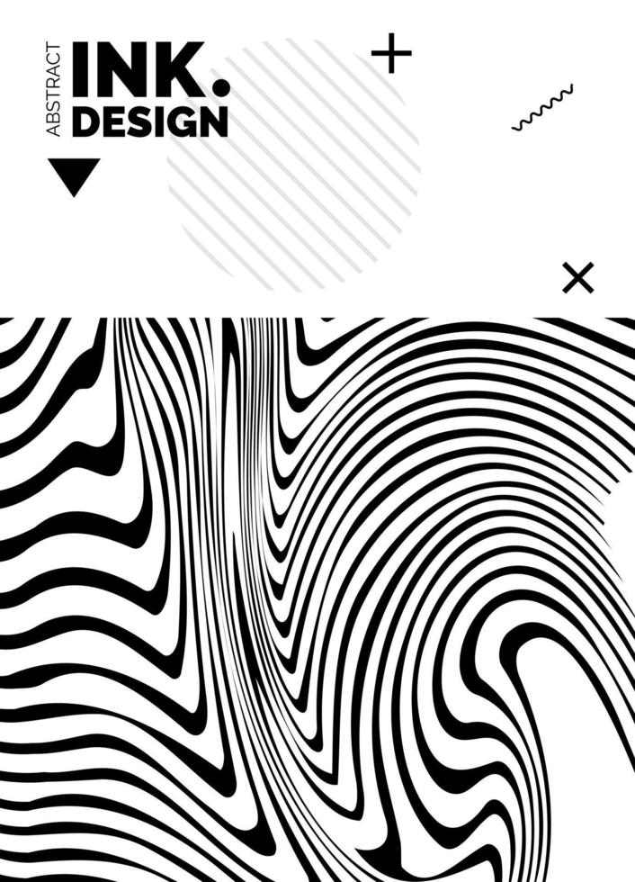 Black Lines Poster Template. Trendy abstract wavy backgrounds vector