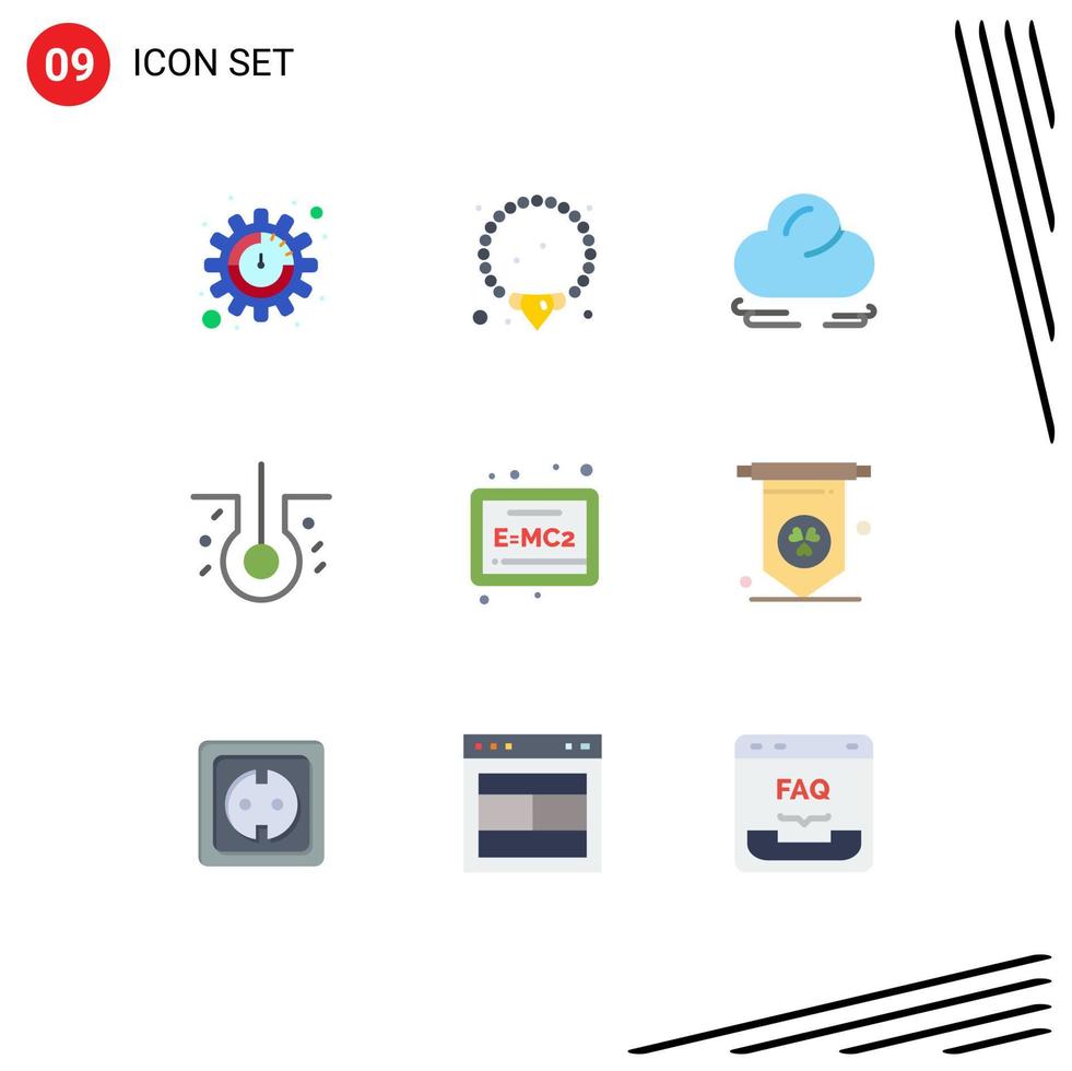 Group of 9 Flat Colors Signs and Symbols for energy ireland crescent formula board Editable Vector Design Elements