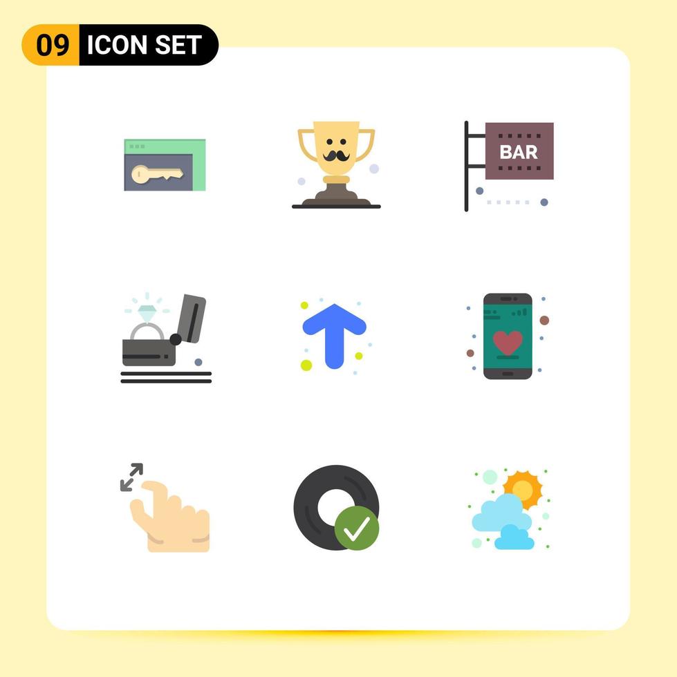 9 Universal Flat Color Signs Symbols of wedding holiday bar event science and computing Editable Vector Design Elements