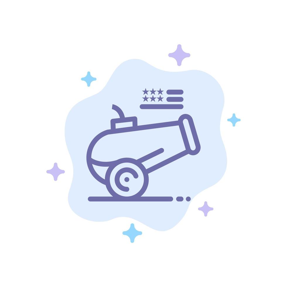 Big Gun Cannon Howitzer Mortar Blue Icon on Abstract Cloud Background vector