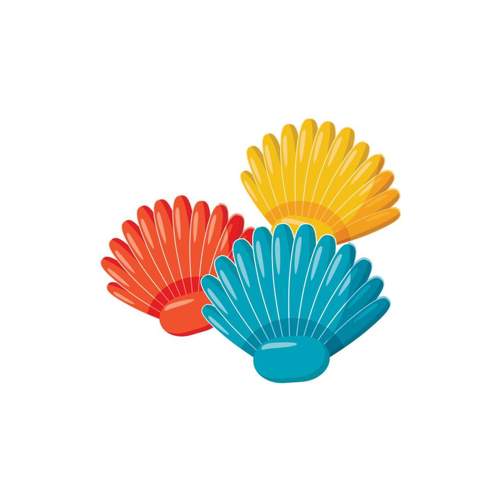 Colorful seashells icon, cartoon style vector