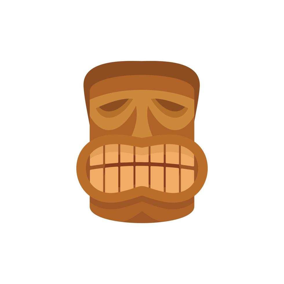 Smile tiki idol icon, flat style vector