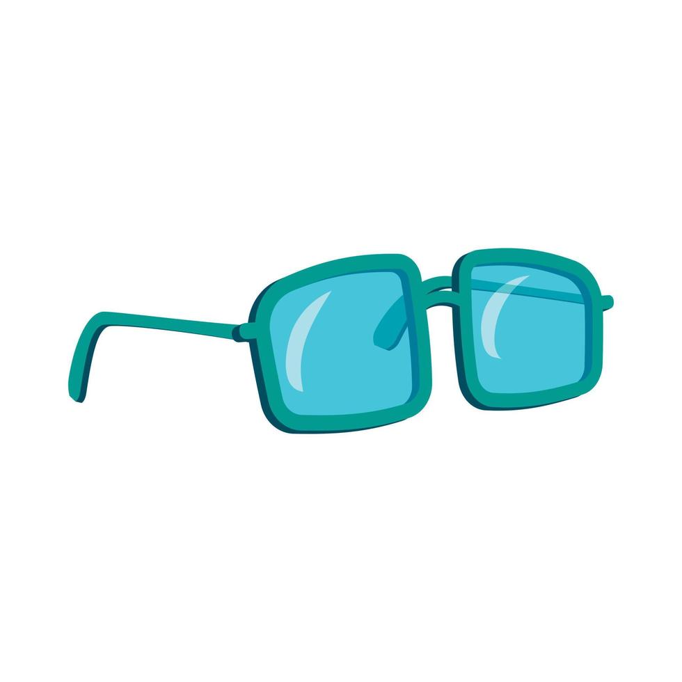 gafas en un estilo de dibujos animados de icono de marco de plástico azul vector