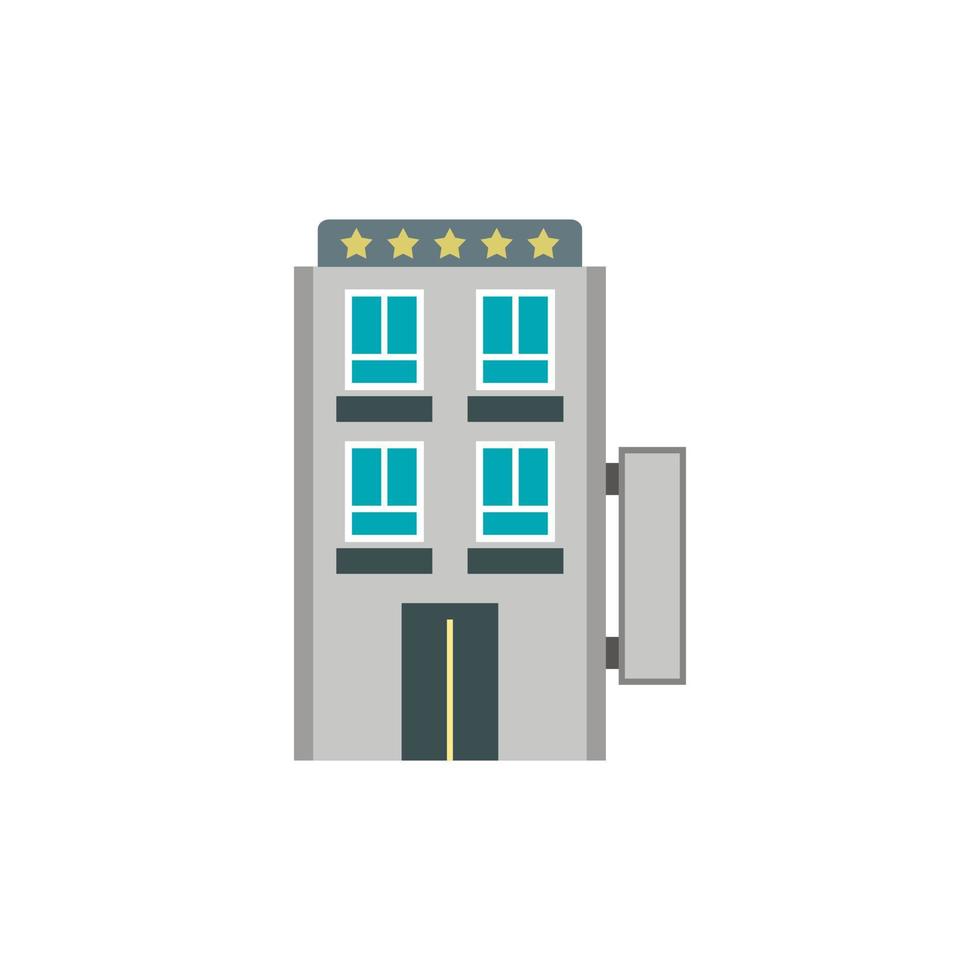 icono de edificio de hotel, estilo plano vector