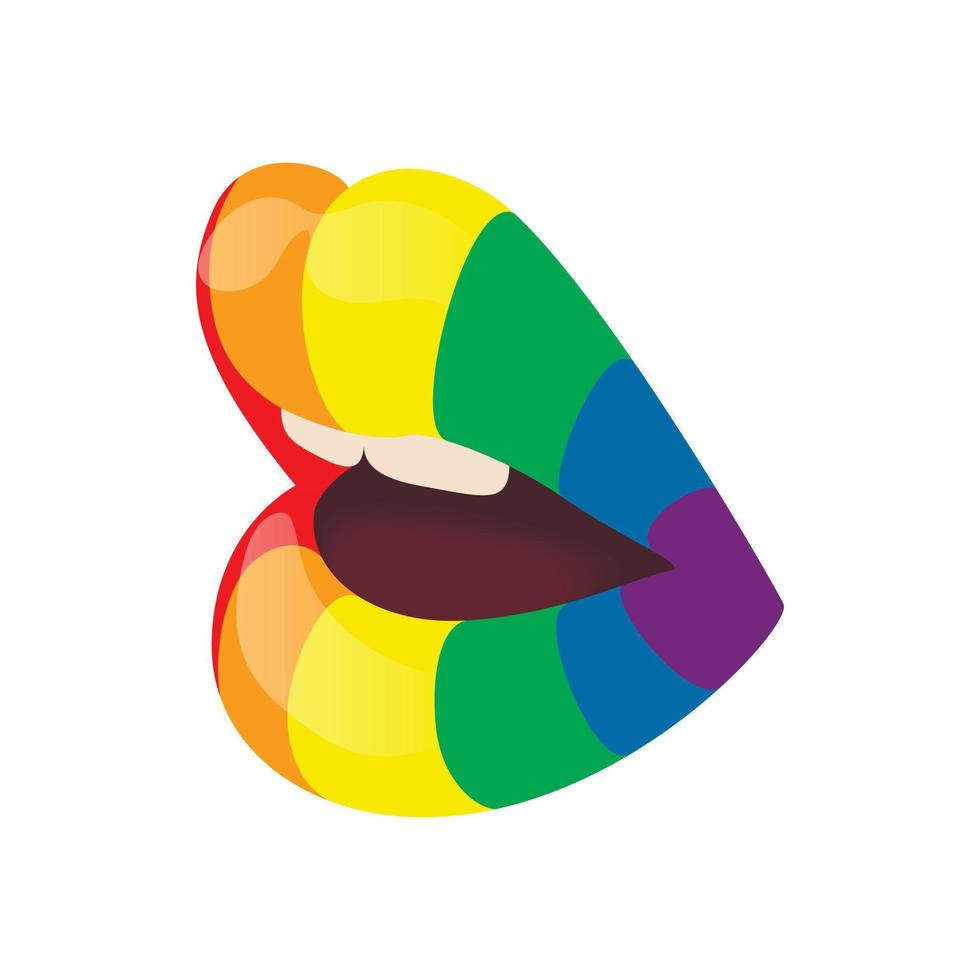 labio en icono de color lgbt, estilo de dibujos animados vector