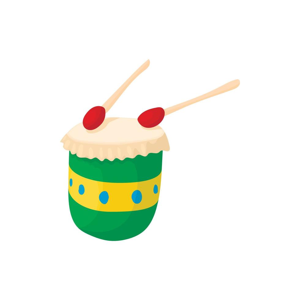 icono de tambor brasileño, estilo de dibujos animados vector