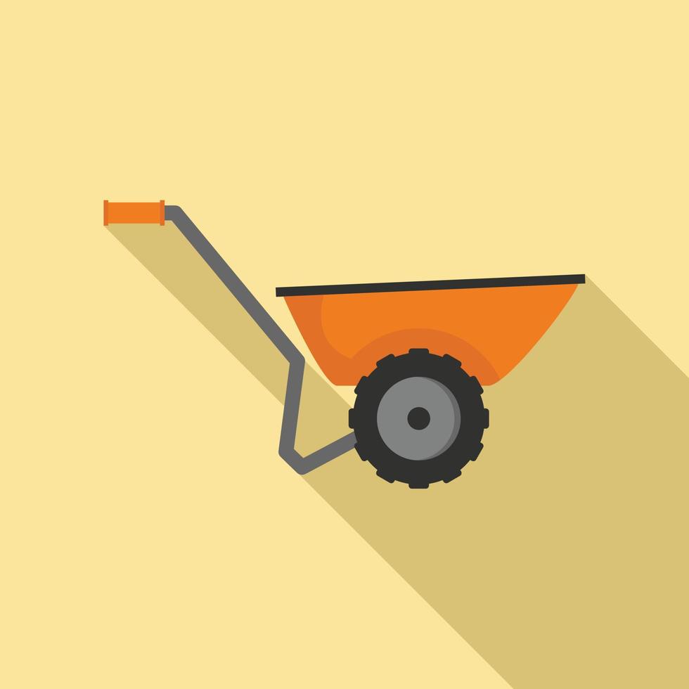 Wheelbarrow icon, flat style vector