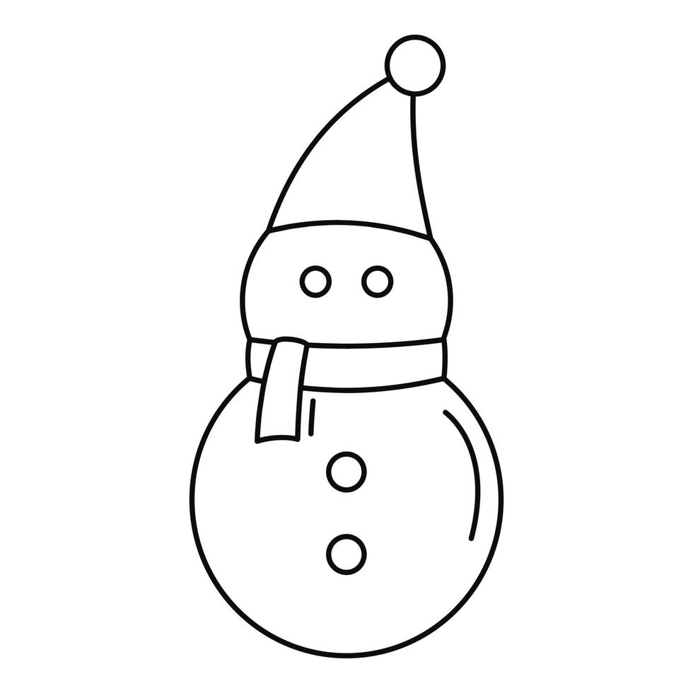 Snowman icon, outline style vector