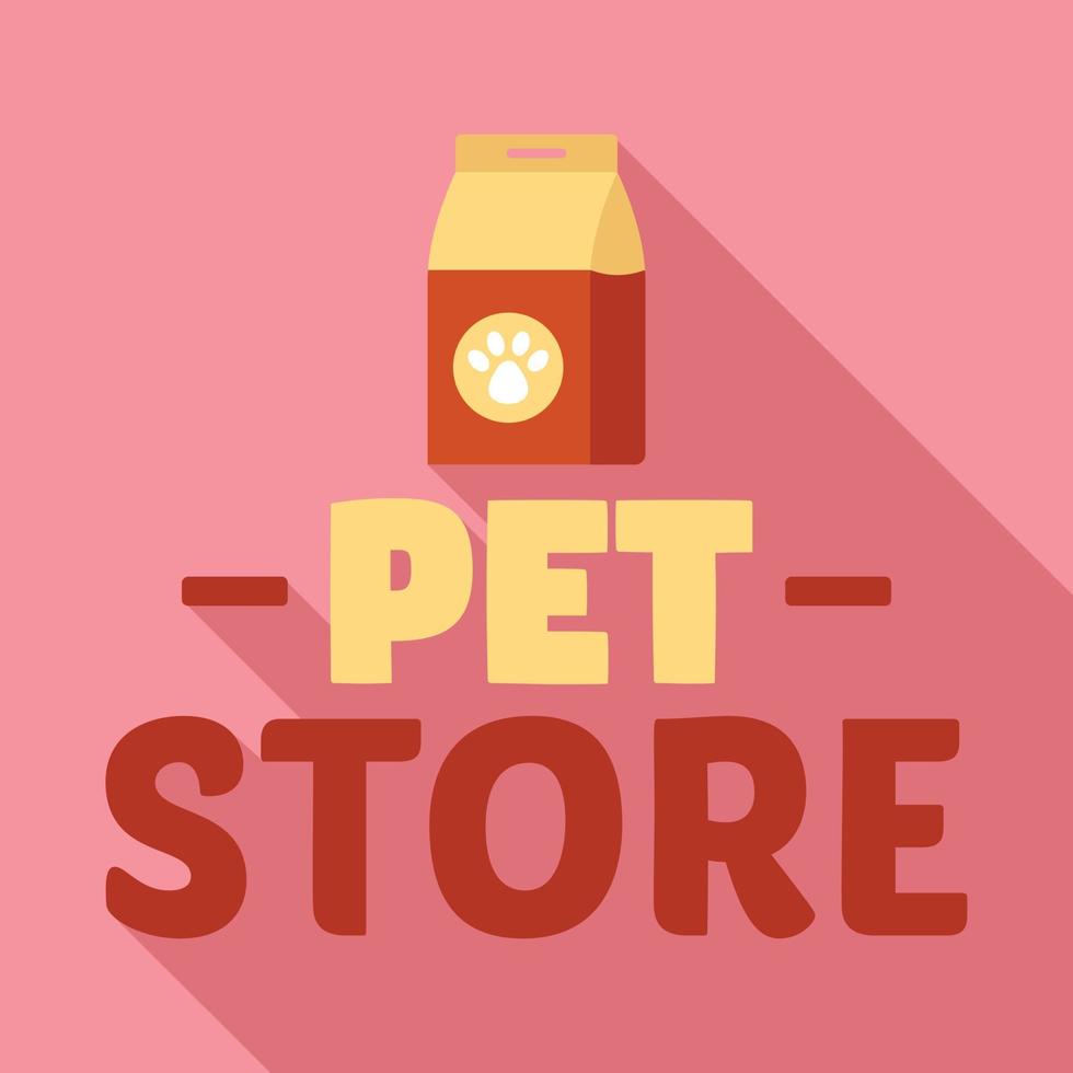 Pet store dog food logo, flat style vector