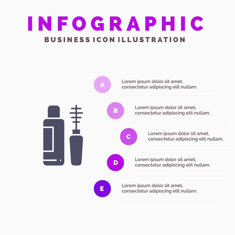 Mascara Shade Eye Bottle Infographics Presentation Template 5 Steps Presentation vector