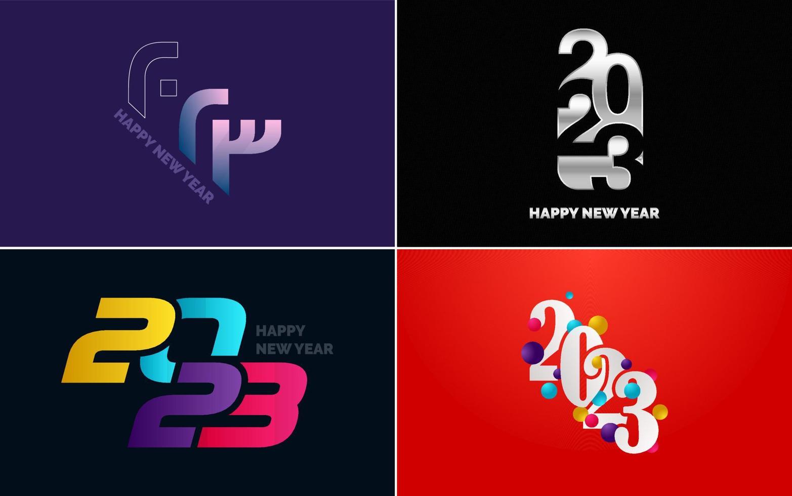 Set of logo design 2023 Happy New Year. 2023 number design template. Christmas decor 2023 Happy New Year symbols. Modern Xmas design for banner. social network. cover and calendar vector