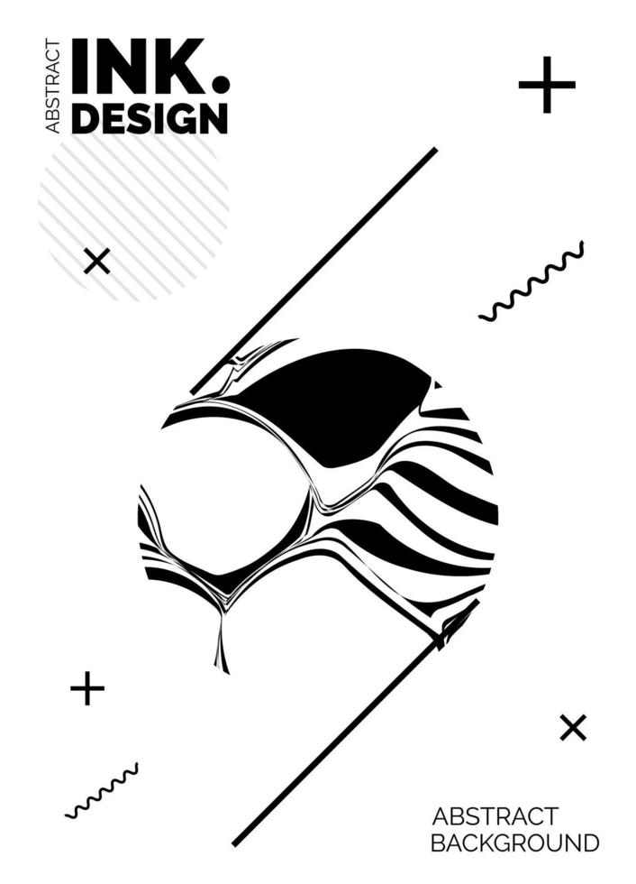 Black Lines Poster Template. Trendy abstract wavy backgrounds vector