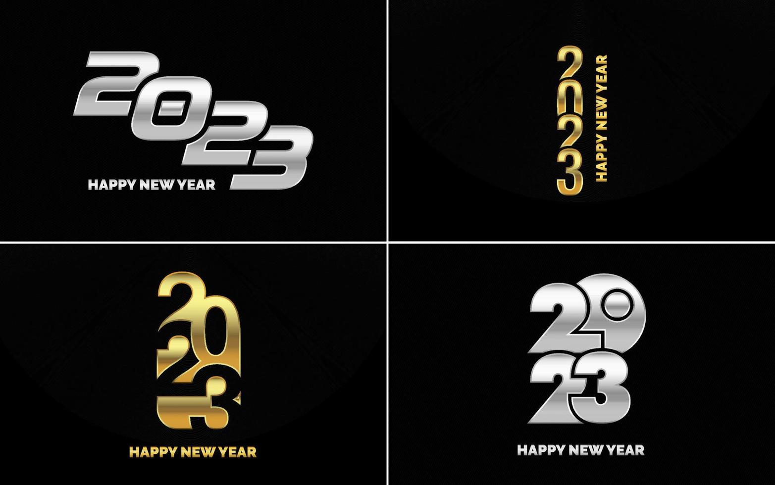 Set of logo design 2023 Happy New Year. 2023 number design template. Christmas decor 2023 Happy New Year symbols. Modern Xmas design for banner. social network. cover and calendar vector