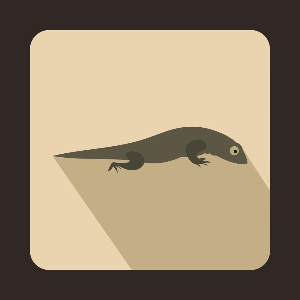 Gray lizard icon, flat style vector