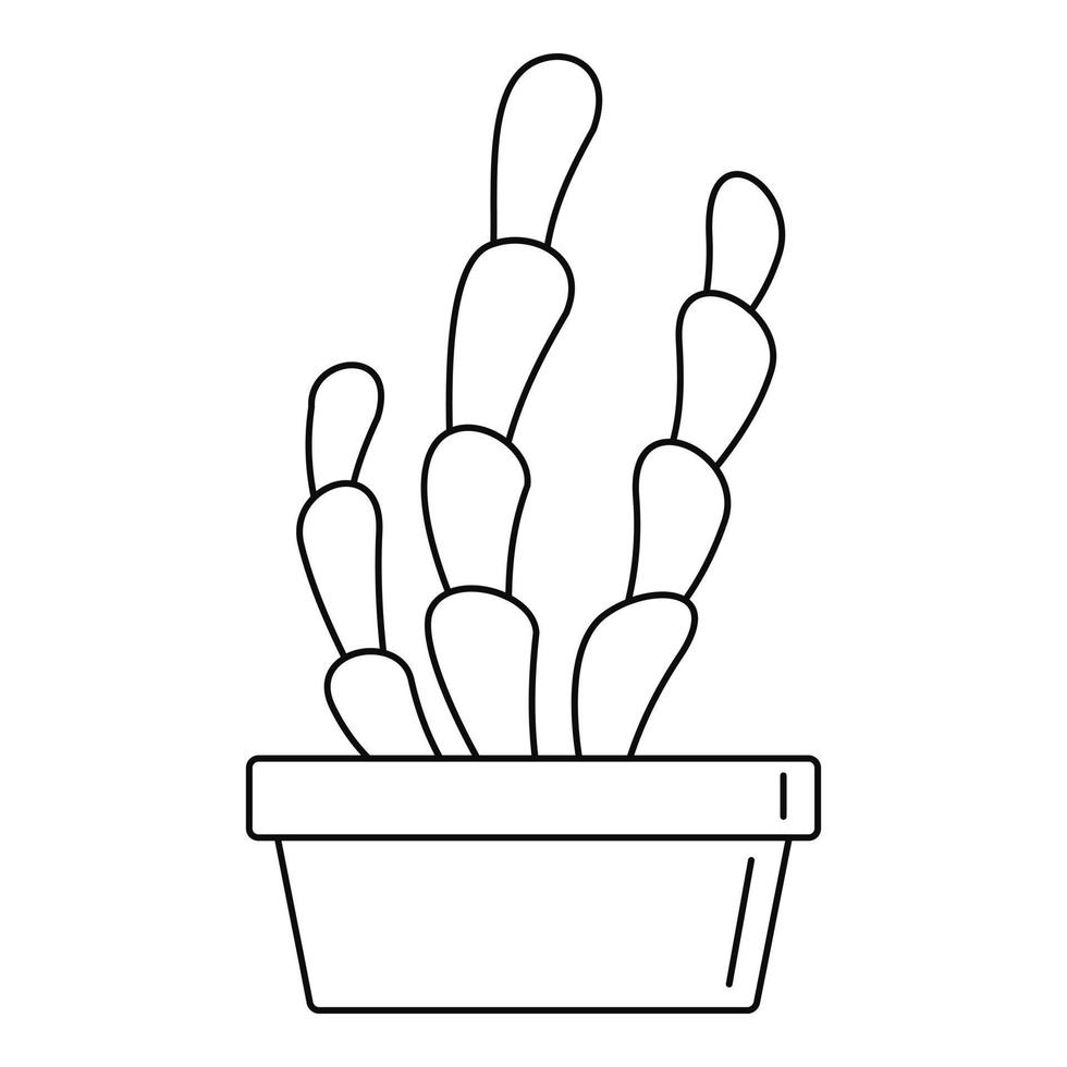 icono de maceta de cactus suculento, estilo de esquema vector