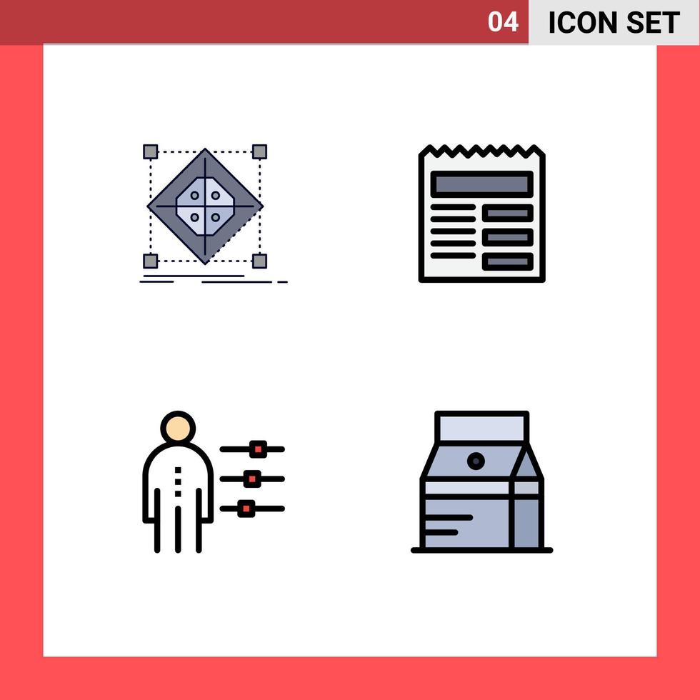 4 Thematic Vector Filledline Flat Colors and Editable Symbols of architecture abilities model text job Editable Vector Design Elements