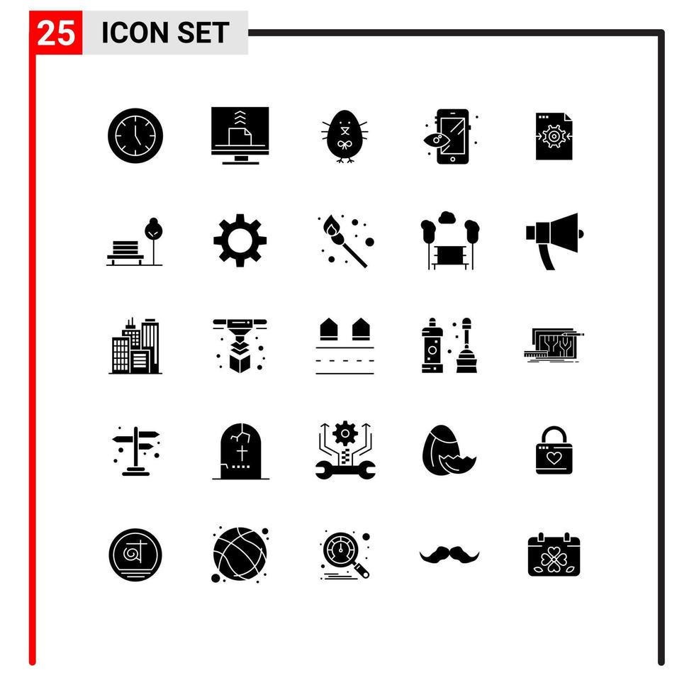 Pictogram Set of 25 Simple Solid Glyphs of file process desktop creative baby Editable Vector Design Elements