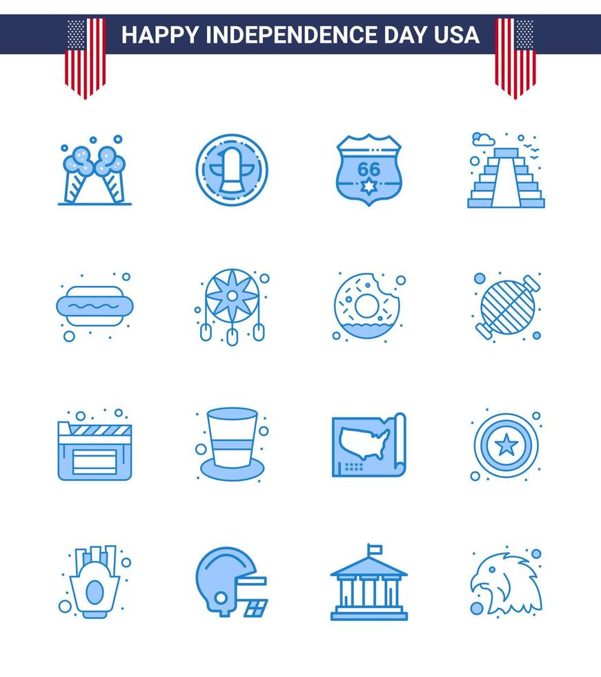 Stock Vector Icon Pack of American Day 16 Line Signs and Symbols for dog usa american landmark american Editable USA Day Vector Design Elements