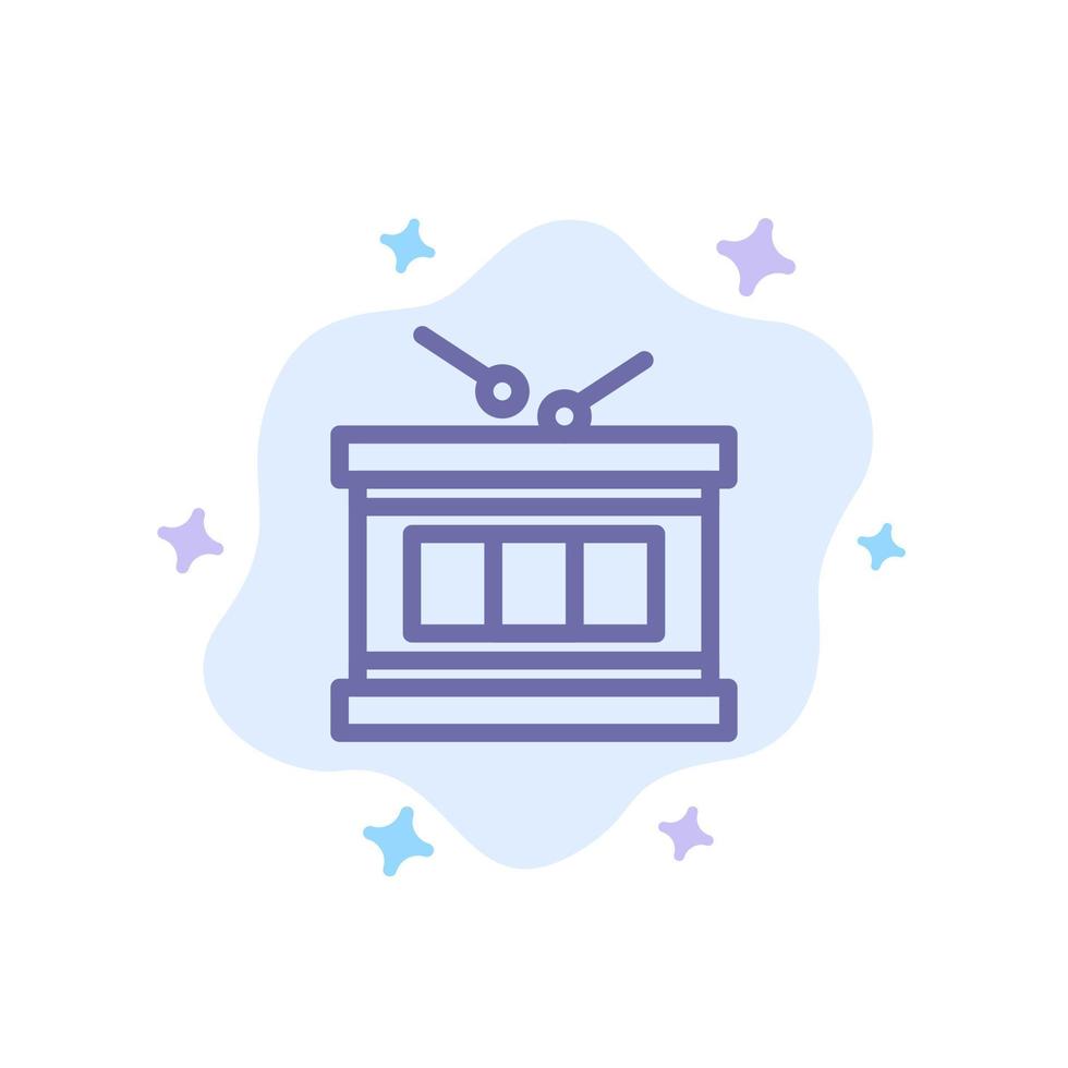 Drum Instrument Irish Parade Blue Icon on Abstract Cloud Background vector